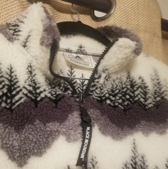 Vintage 90's fit Black mountain fleece black white gray M - Picture 3 of 8